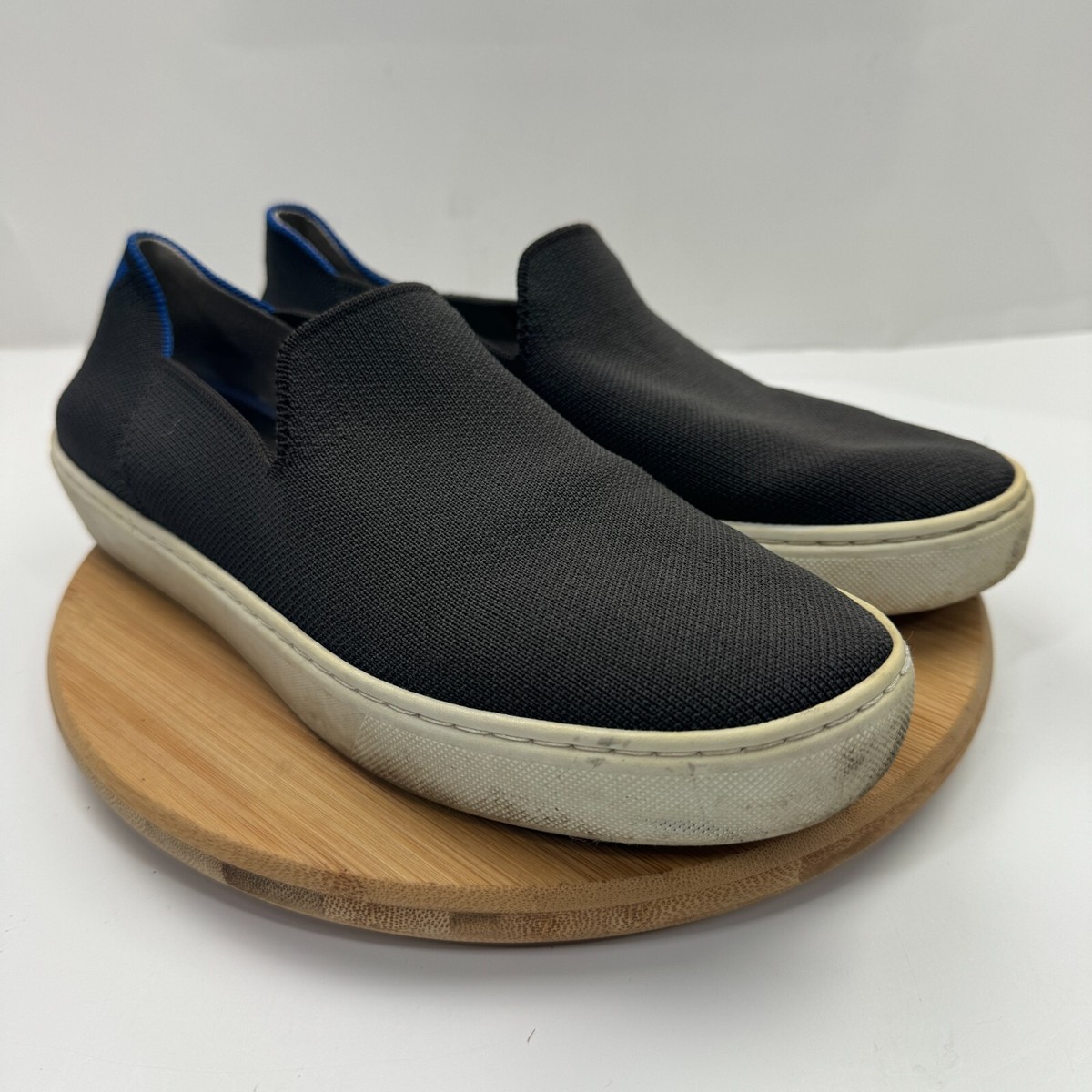 Rothys Mens Black Knit Slip On Sneakers Size 12 Shoes Casual Minimalist Washable The Original Slip On Sneaker in Black Solid | Rothy main image 2