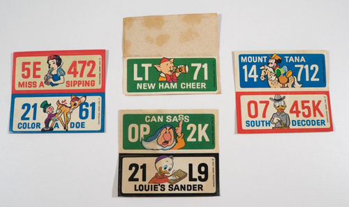 7 Vintage Disney Wonder Bread License Plate Stickers 1976 - Picture 1 of 6
