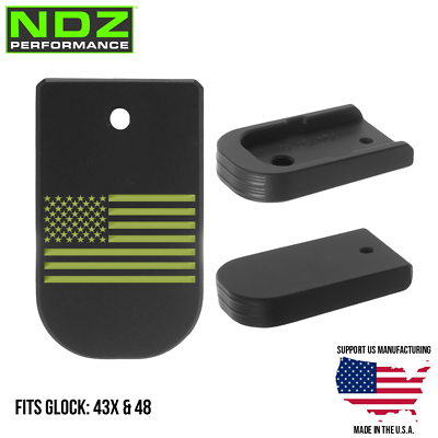 NDZ Glock 43X 48 Magazine Base Plate Aluminum Black, Green Color
