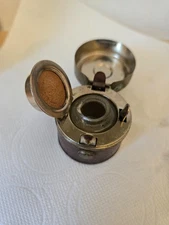 Antique Travel Inkwell Red Leather lined, complete with glass ink bottle #2