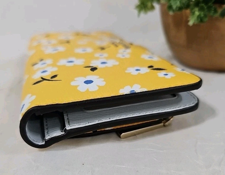Cartera a Presión Kate Spade New York Lg Cuero Amarillo Floral Darcy Daisy Foto 3 de 4