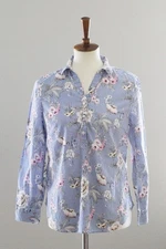 TALBOTS Quarter Button Down Blouse / Shirt : Blue Floral - MP Medium M Petite