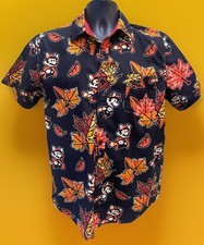 Nintendo Super Mario Bros. 3 Black and Orange Fall Leaf Print Shirt Size M