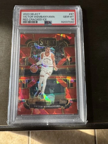 2023-24 Panini Select - Victor Wembanyama #87 Red Cracked Ice Prizm (RC) PSA 10