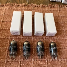 Lot of 4 NOS GE 6DJ8 ECC88 Vacuum Tubes Disc Getter Smoke Glass USA Tested