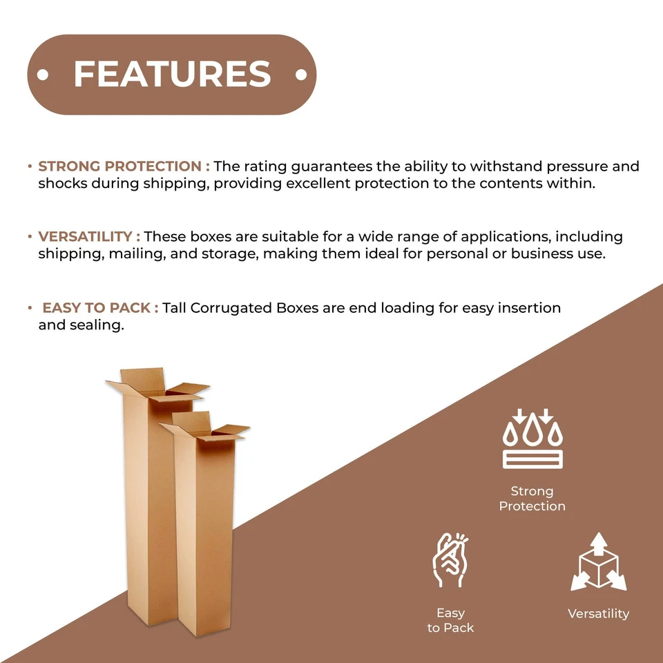 25 Boxes 4x4x32" Tall Corrugated Shipping Boxes ECT-32 Brown Packing Cartons - Image 4 of 4