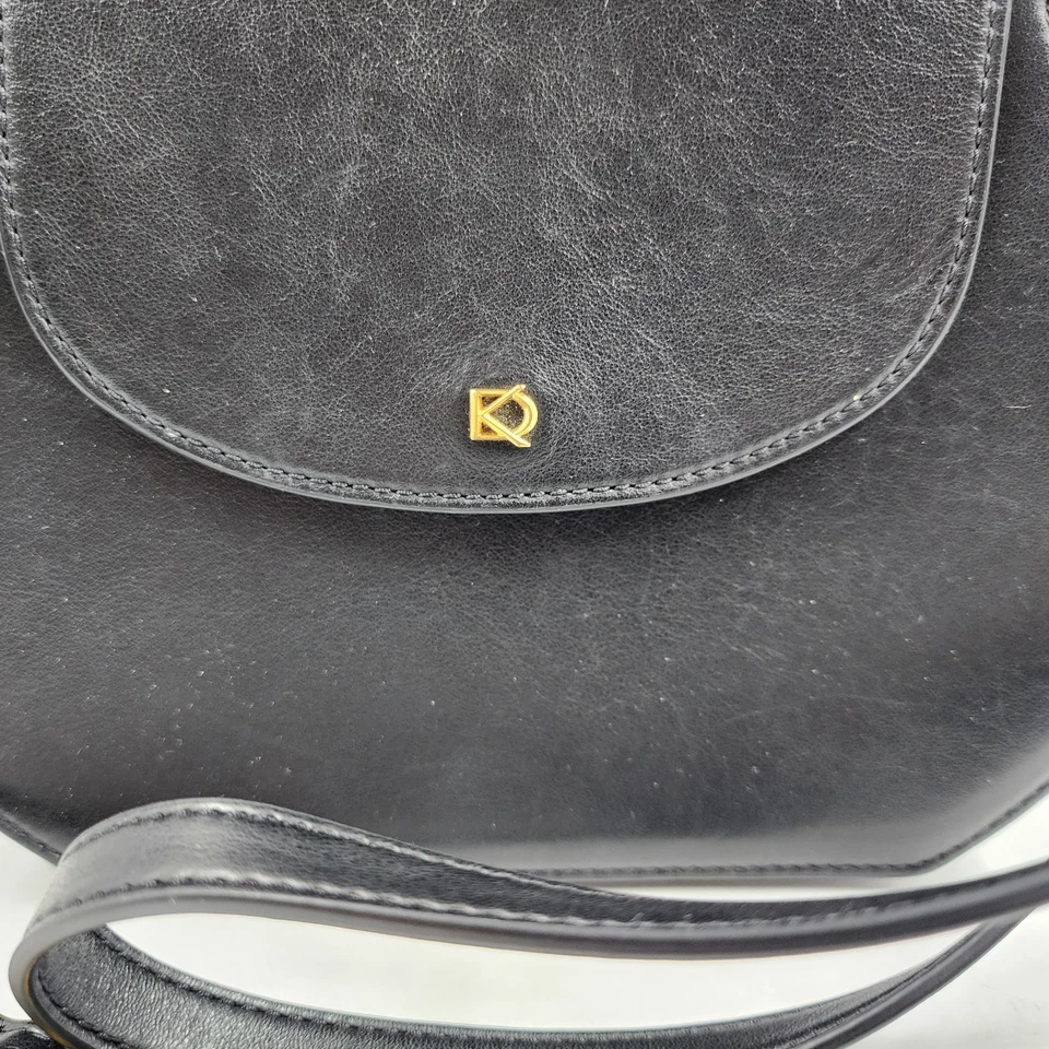 Bolso Bandolera Donna Karan New York Bellerose Cuero Solapa Para Mujer Negro/Dorado Foto 4 de 4