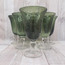 Artland Iris Sage Ice Tea Glasses Handblown Bubble Glass Design Lot of 6 Unique