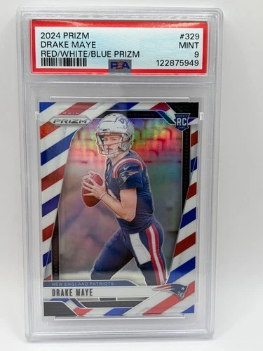 2024 PANINI PRIZM RWB #329 DRAKE MAYE ROOKIE RC PSA 9 Investment Card (Last One)