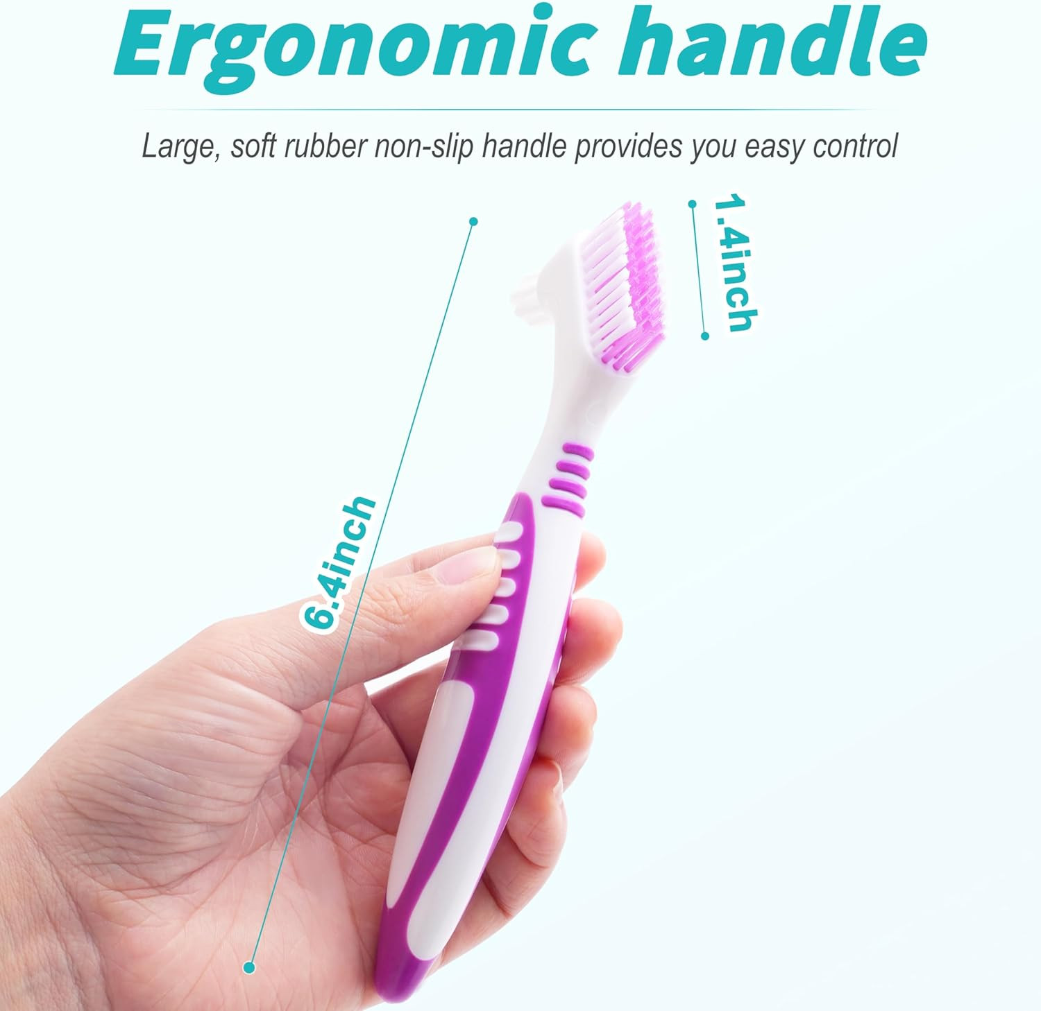 6 Pcs Denture Brush Set for False Teeth with Double-Sided Design, 4 Colors