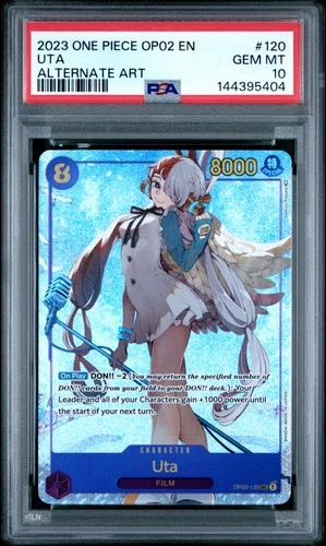 2023 ONE PIECE OP02-PARAMOUNT WAR ALTERNATE ART #120 UTA PSA 10