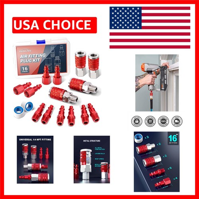 #ad #ad Efficient 16 Piece Air Hose Fittings with Quick Connect for High Pressure Use $25.90
