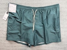 Goodfellow Co Swim Trunks Mens 2XL Teal Checkered 5 Inseam 4-Way Stretch Lined