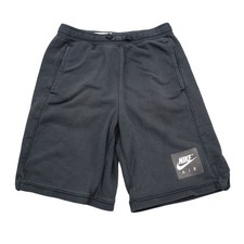 Nike Shorts L Boys Black Flat Front Slash Pocket Drawstring Sweat Shorts