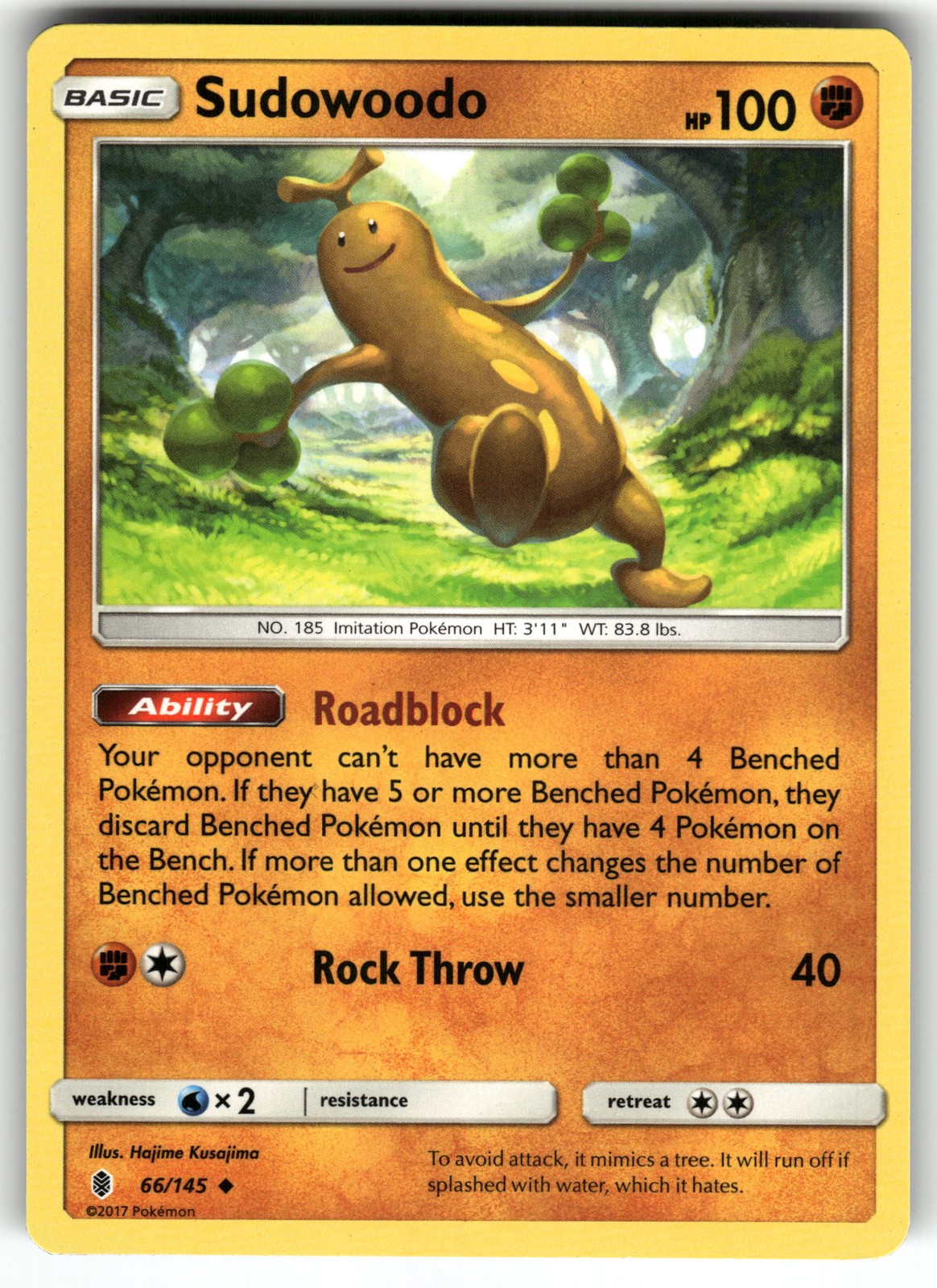 Sudowoodo 66/145 SM - Guardians Rising LP Pokemon Card TCG