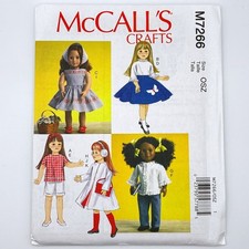 McCalls M7266 Sewing Pattern 18" Retro Doll Clothes Skirt Kerchief AG Uncut