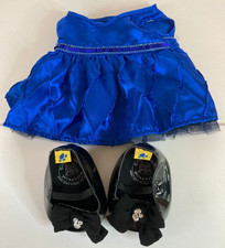 Build a Bear Outfit Blue Satin Tulle Dress with Shiny Black Heels Rhinestones
