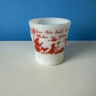 Vintage Anchor Hocking Fire King Milk Glass Mug Red Prayer Silhouette USA