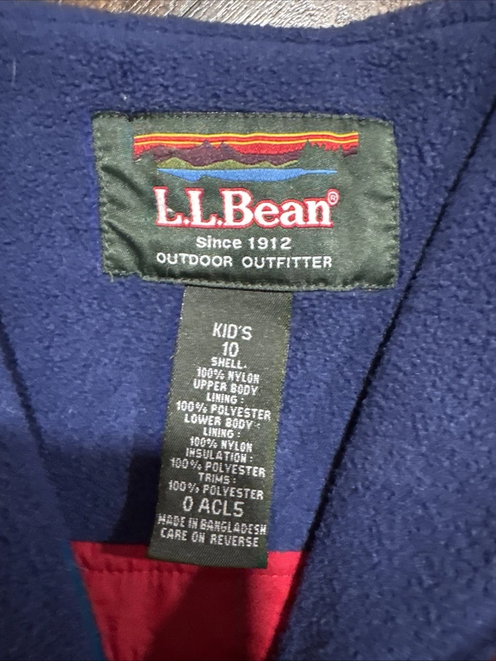 LL BEAN COLD BUSTER BABEROS TALLA 10 NIÑOS Rojo PANTALONES DE NIEVE Mono Foto 4 de 4