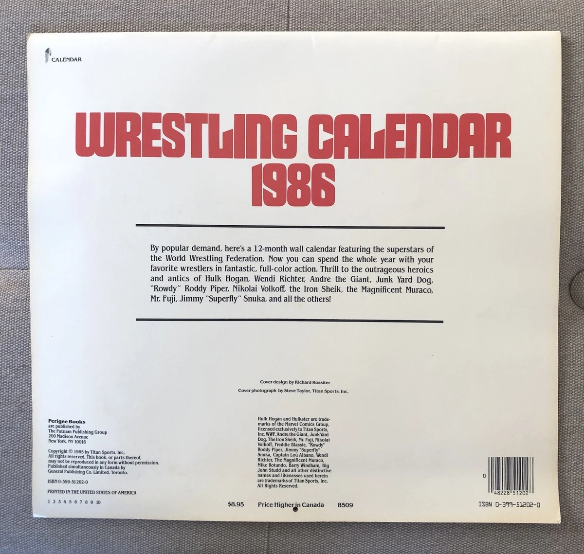 Vintage 1986 WWF Calendar Featuring Hulk Hogan & Other Elite Wrestlers VTG  | eBay