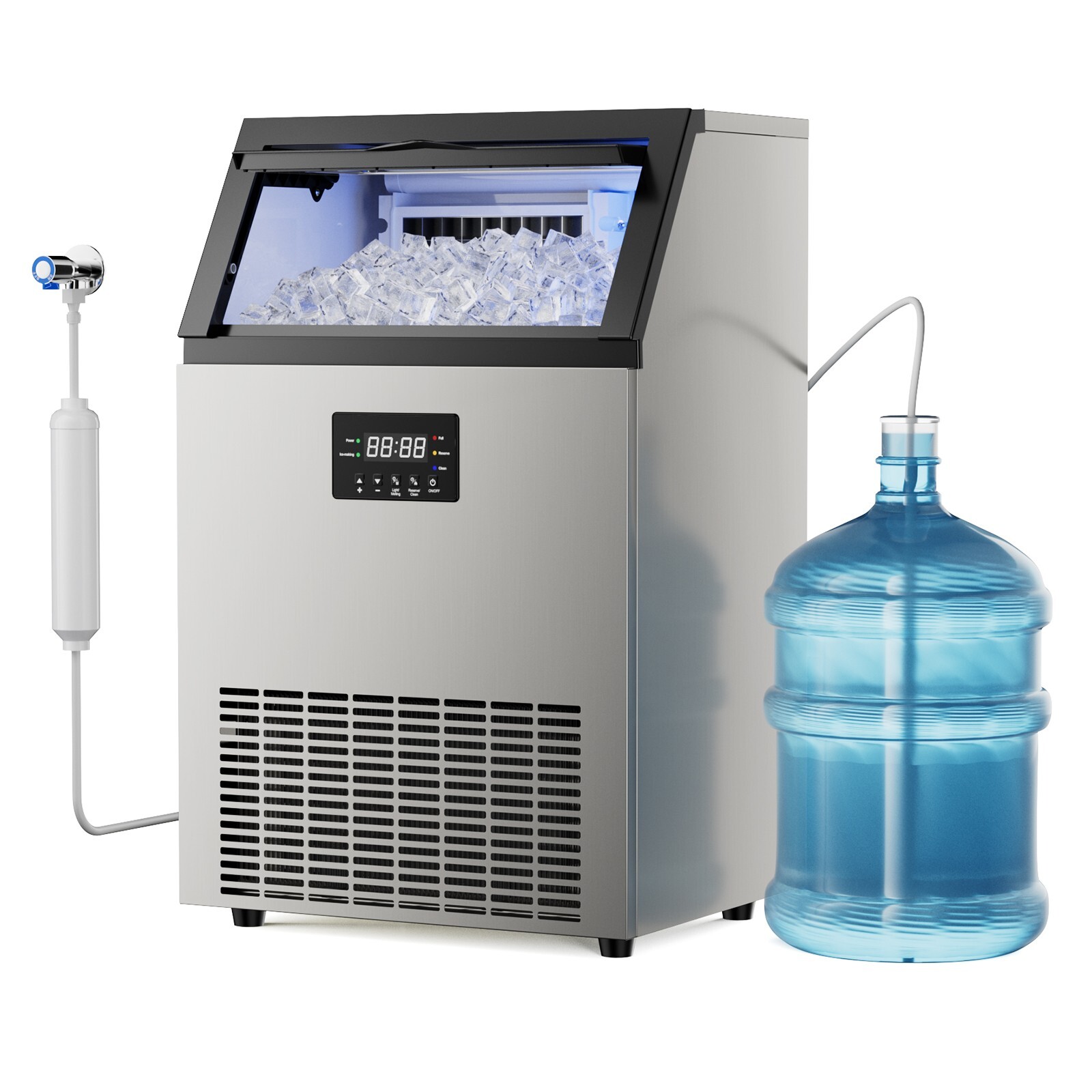 Under Counter Commercial Ice Maker 150 Lbs Daily with 50 Lbs Storage Bin