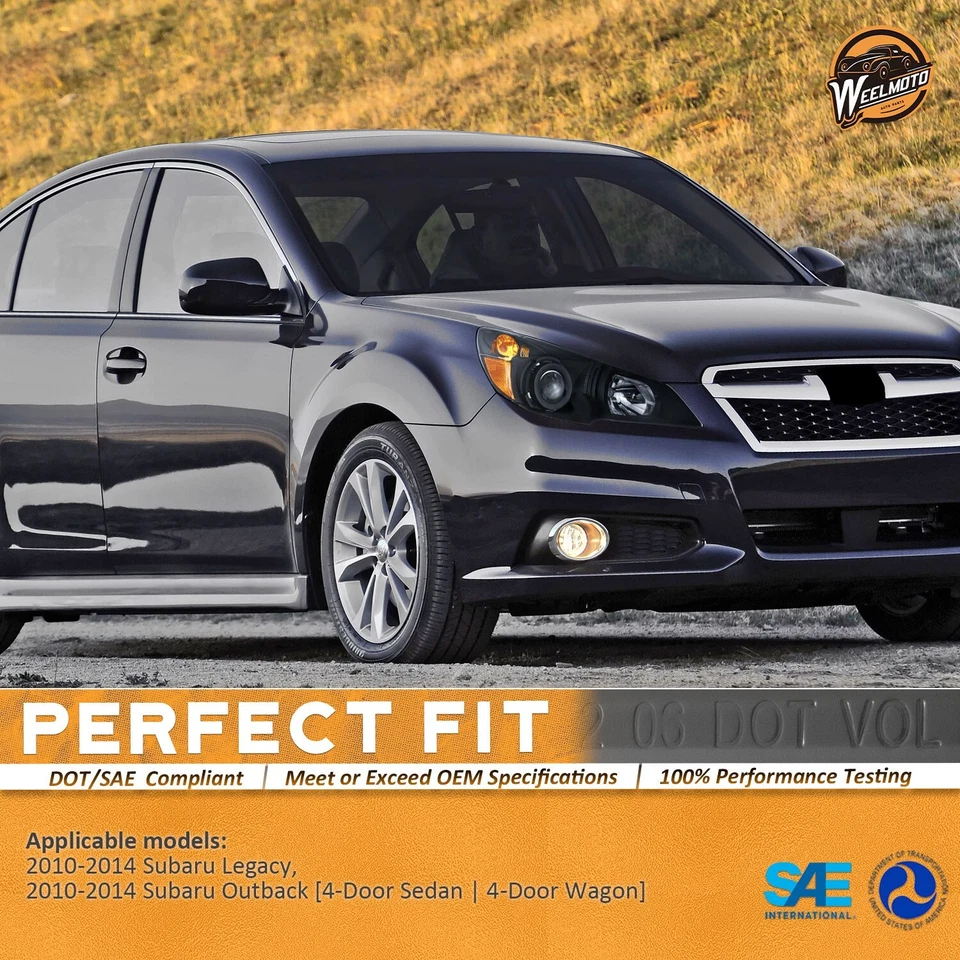 WEELMOTO Pair Projector Headlights For 2010-2014 Subaru Legacy & Outback 4-Door Foto 2 de 4