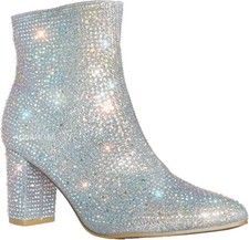 Rhinestone ankle booties size 8 Silver New with box