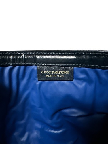 Vintage Gucci Parfums Made In Italy Designer Clutch Blau Rot Streifen Rosa Klassisch - Bild 9 von 12