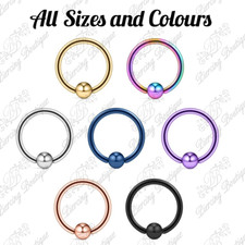 16g 1.2mm Steel Captive Bead Ring BCR Cartilage Ear Tragus Nipple Lip Hoop