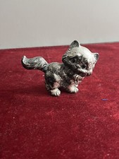 Figurine Chat en Étain Signé Peltro Italy