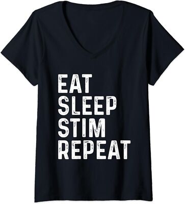 Eat Sleep Stim Repeat Autism Awareness Quote Ladies' O-Neck Tshirt