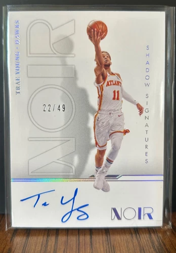 2021 Panini Noir Shadow Signatures Trae Young On Card Auto # /49 Hawks