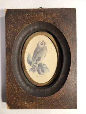 H. Hal Chicago Kramer Cape Eared Owl Wood Frame with Hanger Vintage