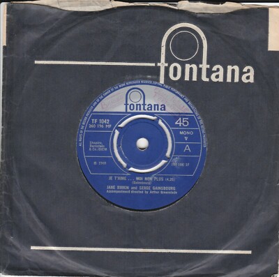 JANE BIRKIN & SERGE GAINSBOURG - Je T'aime... Mon Non Plus - 7'' - Disc: V GOOD