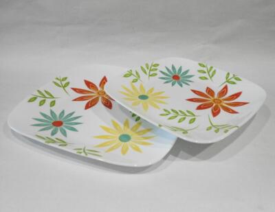 ❤️ NEW Corelle Square HAPPY DAYS Choose DINNER or LUNCH PLATE Retro Flower  Power