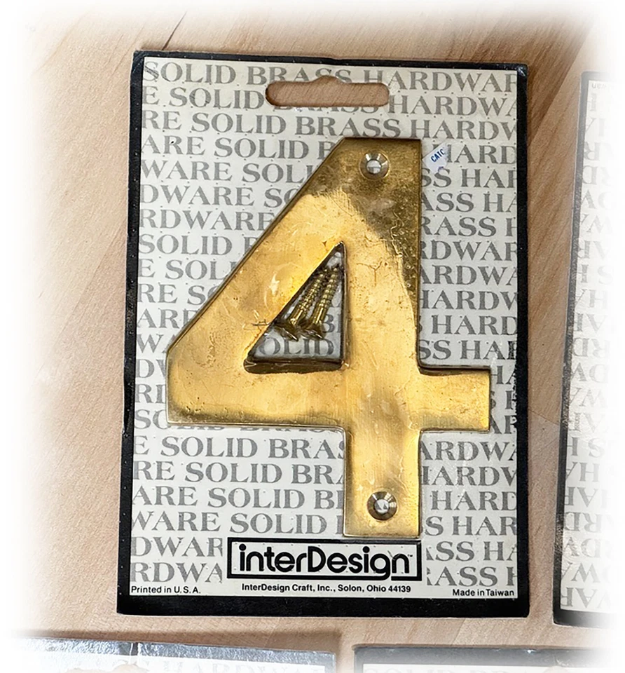 Casa Residencial De Colección InterDesign 4,9,3,6 o 9 Latón Macizo Latón Número 4" Nuevo de Lote Antiguo Foto 4 de 4