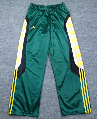 Adidas Pants Mens Large Green Yellow Striped Snap Track Breakaway Tearaway Y2K