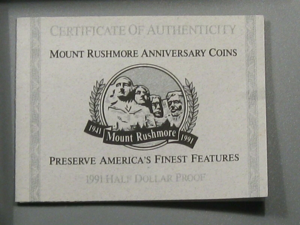 1991 US Mint Mount Rushmore 2 Coin Commemorative Set - Box & COA. #42 - Image 4 of 4