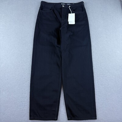 COS Women s High Rise Tapered Ankle Length Wide Leg Black Jeans Barrel Size 32
