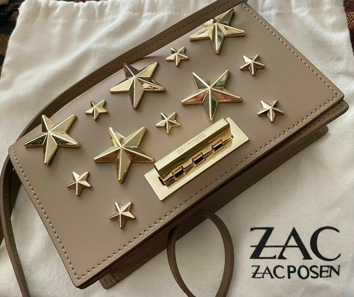 ZAC ZAC POSEN Earthette Stars Crossbody Handbag, Tan NEW was $325