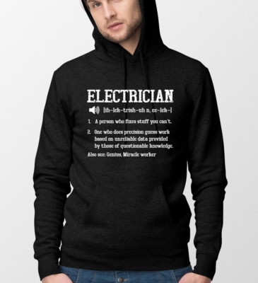 Elektriker Definition Hoodie Wörterbuch definieren Verb lustig funkelnde Kapuze Herren L209