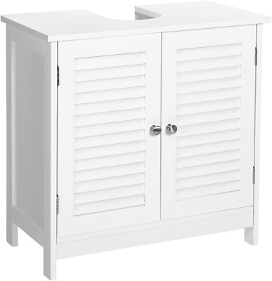 Meuble Sous Lavabo 2 Portes – Blanc, 60x30x60 Cm, MDF, Rangement Salle De Bain