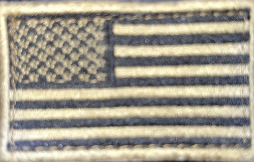 AMERICAN FLAG EMBROIDERED PATCH CAMO BROWN USA LEFT w/ Fastener - Picture 1 of 3