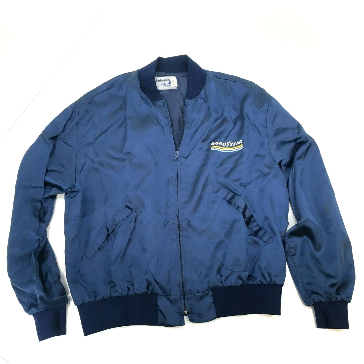 Vintage Goodyear Racing Jacket Swingster Bomber Mens XXL Blue Satin USA |  eBay
