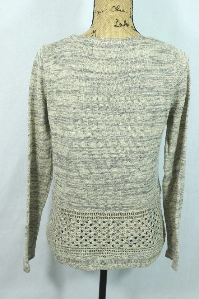 Stich Fix Skies Are Blue 100% Cotton Sweater Size Medium Open Knit Crochet Top - Image 4 of 4