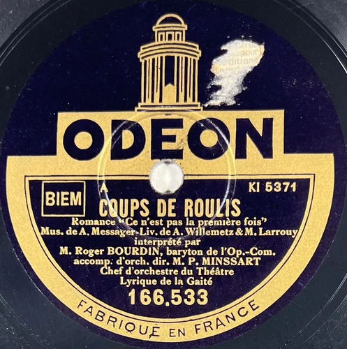 Roger Bourdin : Coups de roulis DISQUE 78 tours 10" ODEON 166.533