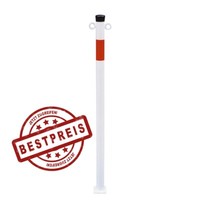Absperrpfosten 42 Mm Rundrohr + 2 ÖSen Weiß Rot FüR DüBelbefestigung