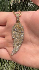 3Ct Round Cut Diamond Angel Wings Pendant 14K Yellow Gold Plated Free Chain