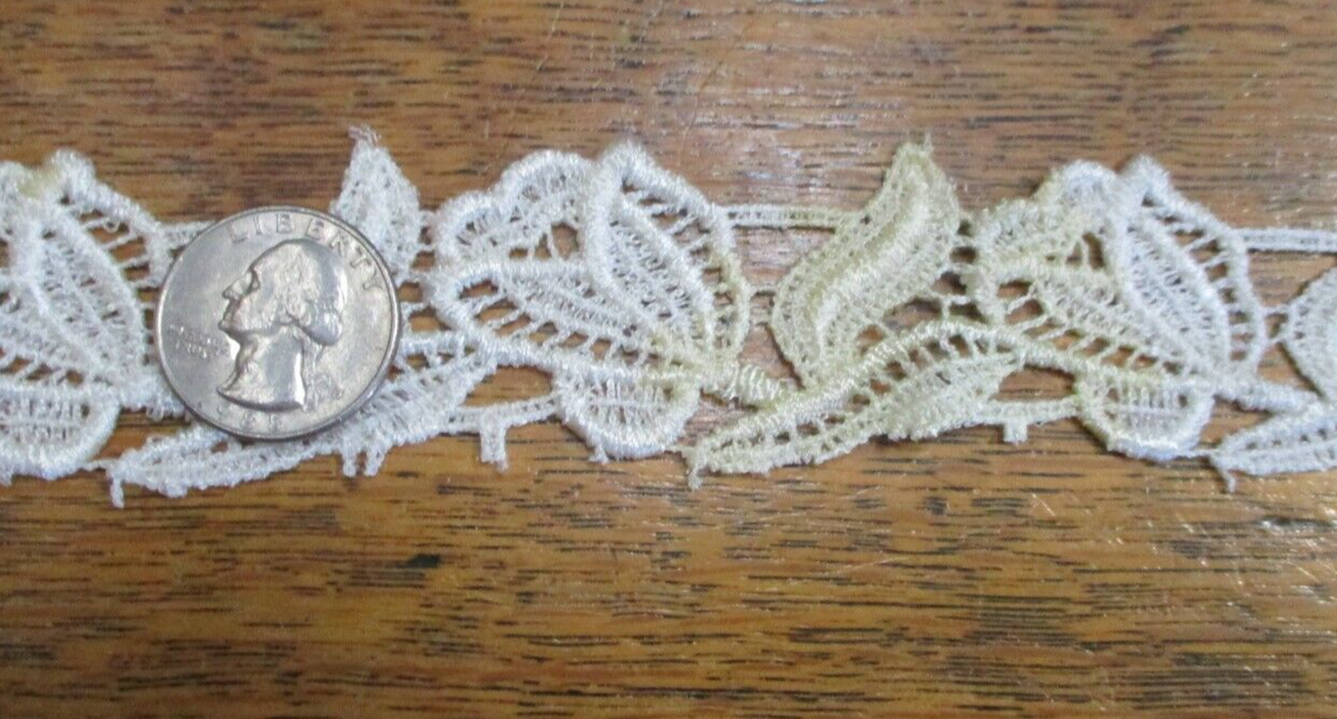 2 Yard~ Vintage 1 3/4 inch White Flower Garland Venice Lace Trim