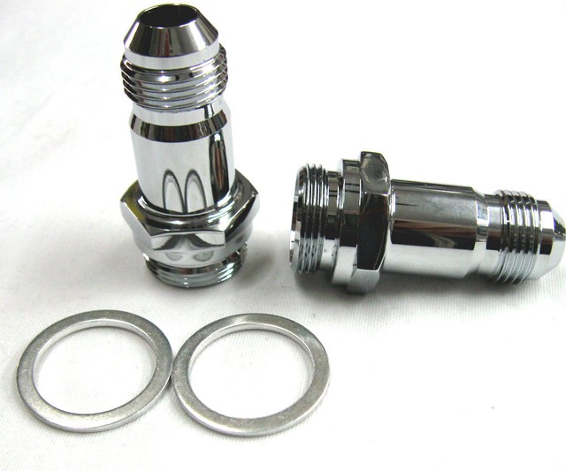 Show Chrome Holley Carb Inlet Fittings 08an x 7/820 Male Flare
